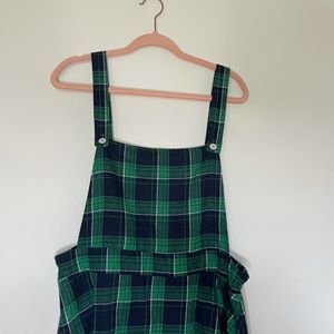Plaid mini overall dress